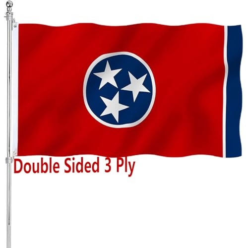 Tennessee State Flag 3x5 Double Sided Outdoor Heavy Duty 3 Ply with Durable Canvas Header and 2 Brass Grommets Vivid Colors