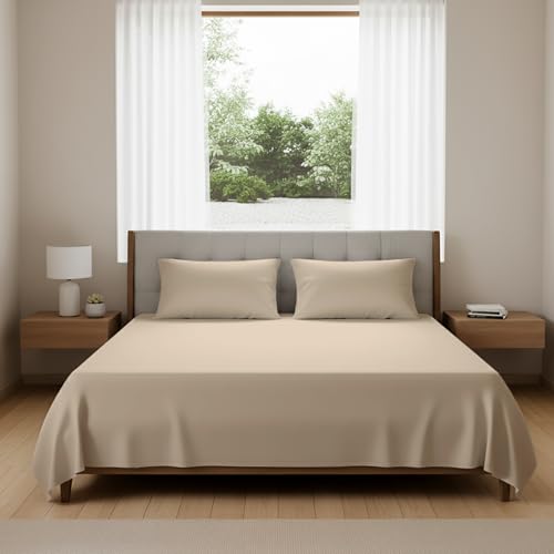Double Flat Sheet 400 Thread Count Egyptian Cotton, Ultra-Soft & Durable Quality, Breathable Easy Care, Double Bed Size: 230 x 250 cm