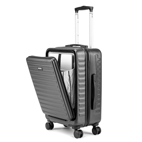 Image of THE ASSEMBLY Polycarbonate Hard Luggage Set Of 3 - Check In 20, 24 & 28 Inches- Premium Hardsided Trolley Bags For Travel - Grey-Stark, 75 Cm, Spinner