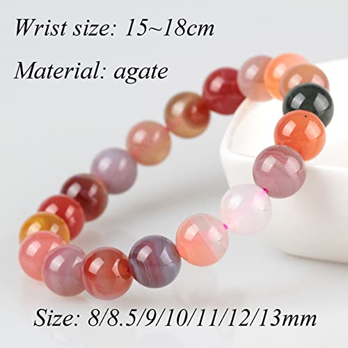 Bracelet agate multicolore en quartz naturel elastique ajustable YXWYXWA