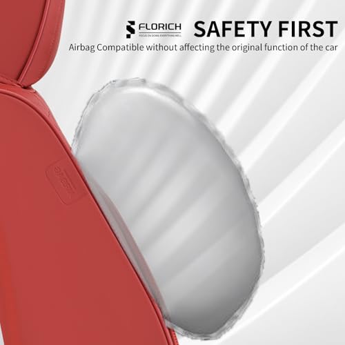 Image of FLORICH Car Seat Covers for Front Seats, Universal Seat Cushion 2 Seats, Car Seat Protector Waterproof, Premium Leather Automotive Seat Covers for Most Cars, Sedans, SUVs, and Trucks-Red
