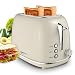 2 Slice Toaster, Compact Bread Toasters with 6 Browning Settings, 1.5 In Extra Wide Slots, Stainless Steel Housing, Bagel/Defrost/Cancel Function, Removable Crumb Tray, 825W for Breakfast Bread -Beige