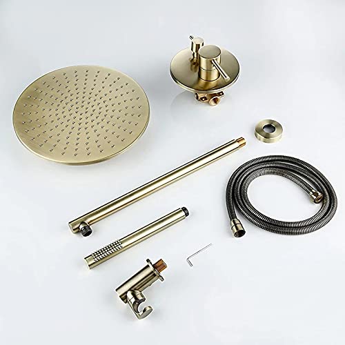 Ensemble de Douche dissimulée or brossé avec mitigeur et douchette à main - 2