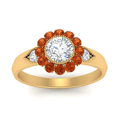 Image of Choose Your Gemstone Victorian Round Antique Engagement Ring Yellow Gold Plated Round Shape Vintage Engagement Rings Minimal Modern Design Birthday Gift Wedding Gift US Size 4 to 12
