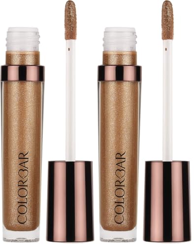 Image of Colorbar Starlit Lip Gloss-Shimmy, Glossy Finish - Gold, 6 ml | Skin Type Combination | Lightweight | Paraben Free | Enriched with Lotus Flower Extract (Pack of 2)