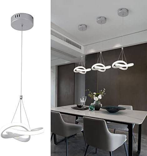 Viruhaka Dimmable LED Modern Pendant Light, Stylish Simple Irregular Ring Pendant Light Fixture, Adjustable Height Dining Room Pendant Light for Living Room, Kitchen Island, Bedroom, 4000K…