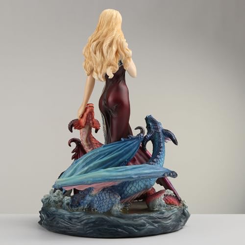 Estatua de resina pintada a mano con dragones y doncella 20 cm miniatura 3