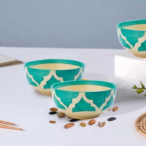 Image of Eco-Friendly Ceramic Dinner Set | 5-Piece Crockery Set | Lightweight & Durable Dining Set | Seafoam Green Plates (7 inch & 8 inch) & Ramen Snack Bowls (75ml, 125ml, 200ml) | Perfect for Gifting