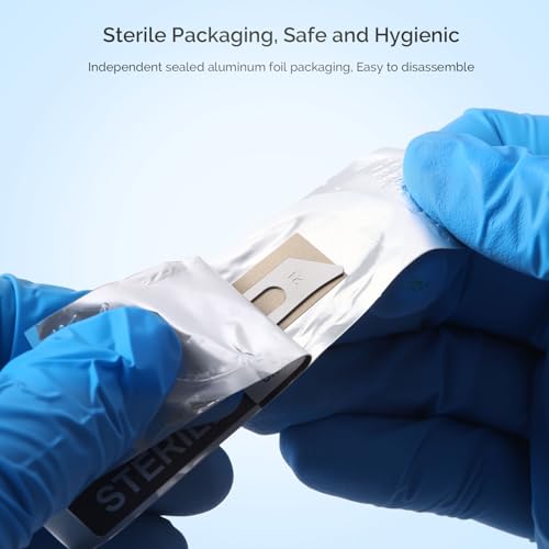 Image of JMU 100pcs Scalpel Blades Sterile #21, Disposable Stainless Steel Surgical Blades, Individually Foil Wrapped