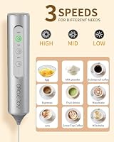 CIRCLE JOY Wiederaufladbarer Handmilchaufschäumer mit 3 Geschwindigkeitsstufen, 3 Schneebesen und Aufbewahrungsbox, elektrischer Getränkemixer für Macchiato, Cappuccino, Eier und Proteinpulver, Silber – Ansicht 2