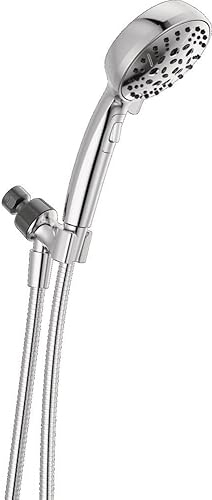 Miniatura 1 de Delta Faucet Cabezal de ducha H2Okinetic de mano de 6 ajustes, ducha cromada con manguera, ducha de mano 1.75 GPM, cromo 75536 Cromado,Inoxidable