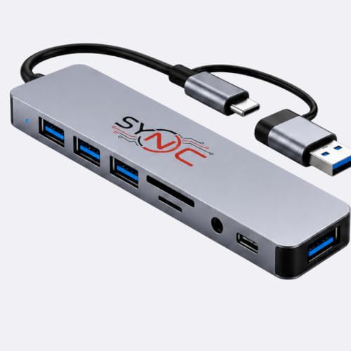 8-in-1 USB C Hub with USB 3.0 & USB 2.0 Ports, SD/TF Card Reader,...