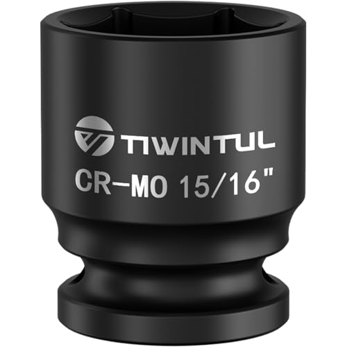 TIWINTUL 15/16 Impact Socket 1/2 Inch Drive for Lug Nuts Brake Caliper