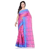 dB DESH BIDESH Women`s Traditional Bengal Tant Woven RaniSaheba Design Pure Handloom Cotton Saree Without Blouse Piece 5.6 Mtr Pink