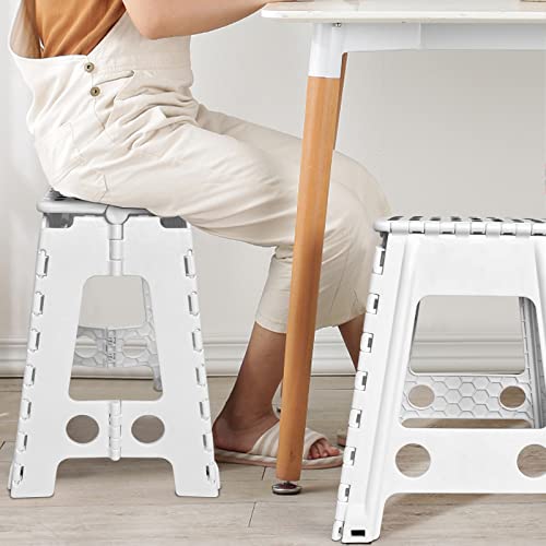 Sugarlee 19 Inch Folding Heavy Duty Plastic -Lightweight Foot Stool With Portable Handle, Compact Plastic Foldable Step Stool For Bathroom,Bedroom, Kitchen #TOP6