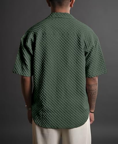 Image of NexaFlair Casual Shirt for Men|| Shirt for Men|| Men Stylish Shirt||Button Down Shirts Half Sleeve Bubble Fashion Textured Shirt