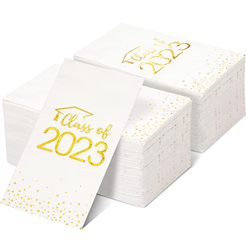 200Pcs Graduation Class Of 2023 Napkins Disposable Congrats Grad Guest Napkins Congratulation Foil Dot Paper Hand Towels For 2023 High School University College Graduation Party Supplies(Gold) #TOP14