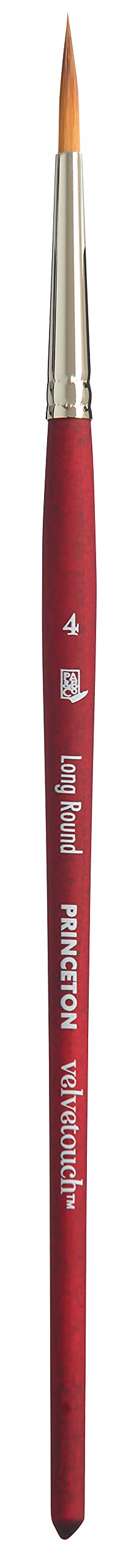 Princeton Velvetouch Long Round Brush, Synthetic, Short Handle, Size 4, 1 Count