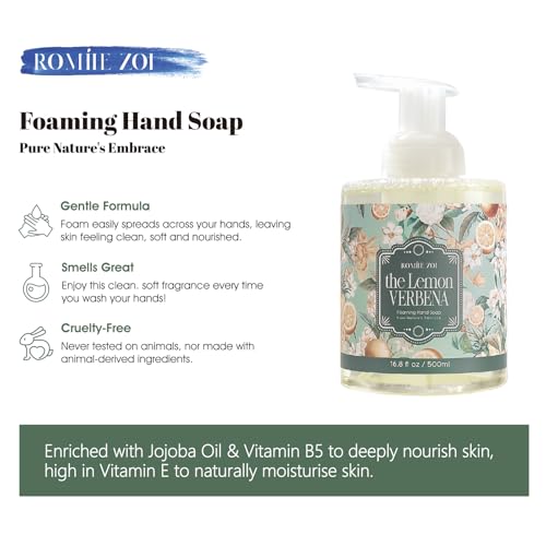 Image of ROMIIE ZOI Foaming Hand Soap, Lemon Verbena, 500ml / 16.8fl.oz | With Gift Box, Gentle cleansing, nourishes skin without drying