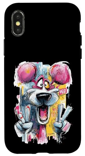 Funny Mouse �_�u���s�[�X �O���t�B�e�B �|�b�v �L�����N�^�[ �O���t�B�b�N �X�}�z�P�[�X iPhone X/XS �p