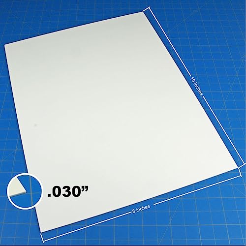 Image of LITKO Plasticard Styrene Sheets | .030 inch Modeling Plastic | White | 8 Pack | Eight 8x10-inch polystyrene sheets | Flexible - easy to cut, score & bend | For scratch building, terrain & displays