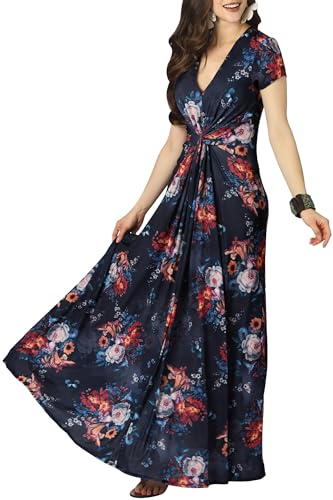 Image of KOH KOH Womens Long Flowy Cap Sleeve Empire Waist Cocktail Maxi Dress Gown
