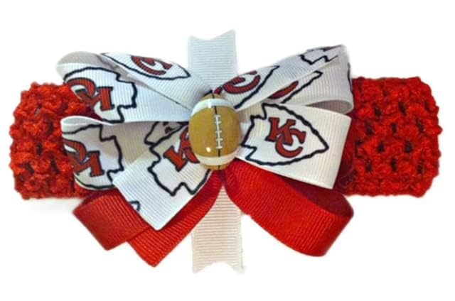 Image of Chiefs Baby Girl Boutique Bow Crocheted Headband (Alligator Clip)