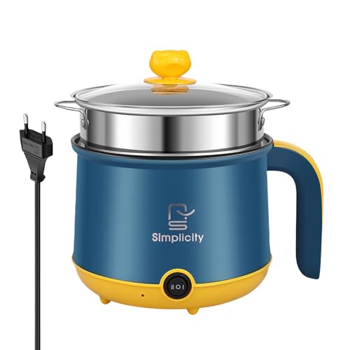 Hot Pot électrique avec vapeur, pot chaud électrique 1,8 L, mini cuisinière portative antiadhésive, cuisinière rapide Ramen casserole portable antiadhésive pour maison, bureau, dortoir
