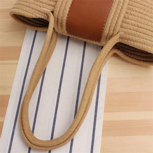 Large Capacity Woven Tote Vegetable Basket Bag Island Photo Cotton Rope Beach Bag4