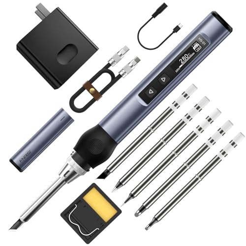 FNIRSI HS-01 Digital Soldering Iron Kit DC/PD 96W/65W Fast Heating 180-780 Adjustable Temperature OLED Digital Display Auto Sleep Function 6 Soldering Tips for Precision Electronics Repair