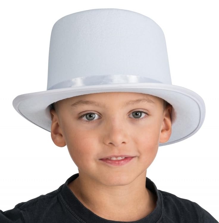 Chaks 13400, Chapeau Haut de Forme en Feutrine, Blanc Enfant