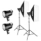 Bresser Studioblitz Set 200 Watt BRT-200 mit 50x70cm Softboxen mit Diffusor, Innendiffusor und Lampenstativen 160cm