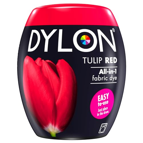 DYLON Tulpin Red All-in-1 Textilfarbe (350 g) Stofffarbe zum Einfärben und Auffrischen in der Waschmaschine für frische und intensive Farben