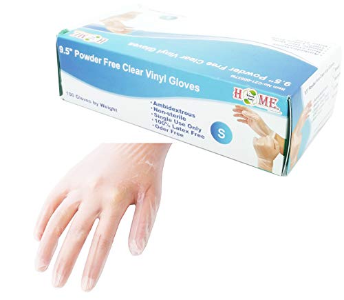 100 pc 9.5" Powder Free Clear Vinyl Gloves, Food Grade Gloves, Ambidextrous, Non-Sterile