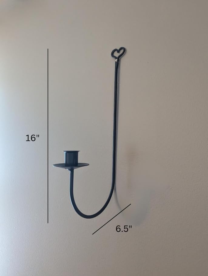 Romantic Heart-Shaped Wrought Iron Wall Sconce – Handcrafted Taper Candle Holder for Rustic and Cozy Decor (2)