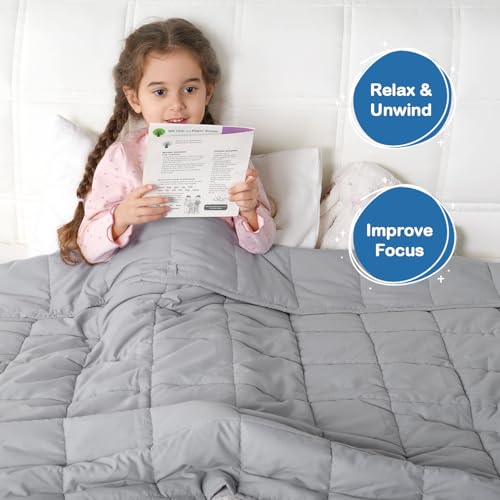 Kivik Weighted Blanket 7 lbs, 41" x 60" Grey Weighted Blankets for Small Single/Twin Size Bed, All-Season Breathable Soft Heavy Blanket for Travel, Calming & Sleep, Washable