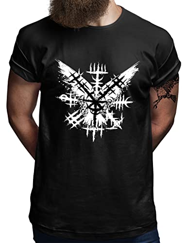 T-shirt Viking Homme Odin Vegvisir en coton premium durable Valhalla Warriors