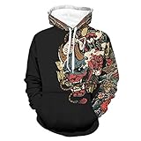 Cuenta con un divertido diseño japonés de Oni Guerrero de alta definición, estampado de flores con capucha con cordón, bolsillos para las manos en la parte delantera, costuras cuidadosas, puños y dobladillo acanalados para mejorar la durabilidad. Instrucciones de uso: