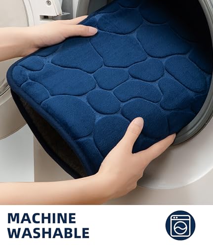 YIHOUSE Memory Foam Bath Mat Cobblestone Bathroom Rugs Super Water Absorbent Bath Mats for Bathroom Machine Washable Bath Rugs(24 x 36,Dark Blue) - image 7