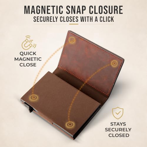 Image of TopMost Genuine Leather Pop Up Wallet for Men, Credit Card Holder, RFID Blocking Ridge Wallets for Men with ID Window, Slim, Minimalist, 5-9 Card Capacity & Cash Slot
