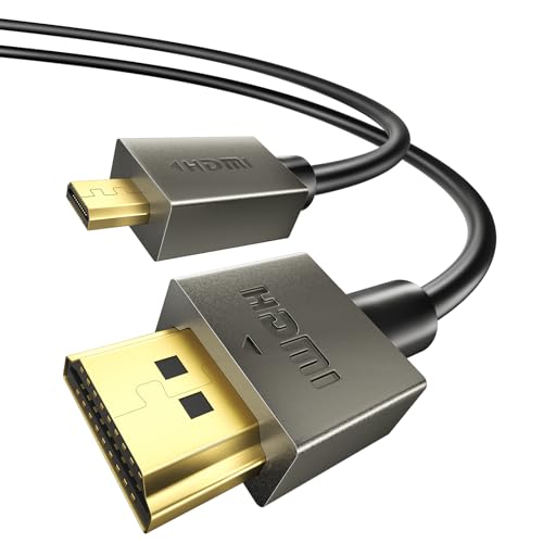 Câble HDMI 8K vers micro HDMI de 2 m, 8K @ 60 Hz, câble micro HDMI 4K vers HDMI HDR compatible avec appareil photo reflex numérique, Raspberry Pi, GoPro...