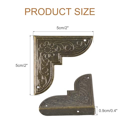 Image of uxcell 30pcs Vintage Corner Protector 2 inchx2 inchx0.4 inch Decorative Metal Edge Corner Protectors Brackets with Mounting Nails for Box Wooden Case Chest Table Desk Bronze