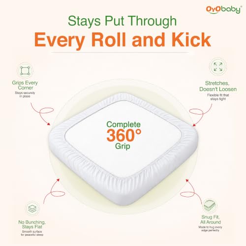 Image of OYO BABY Waterproof Elastic Fitted Mattress Protector King Size 72 x 84 Inch Ultra Soft Cotton Feel Bed Sheet Terry Cover 6 x 7 Feet White