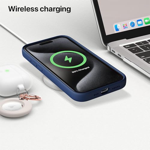 Image of Vaku Luxos Back Cover Case for iPhone 15 Pro Max Scratch Resistance Slim Fit Protective Design Military-Grade Protection Support Mag-Safe Wireless Magnetic Charging - Navy Blue