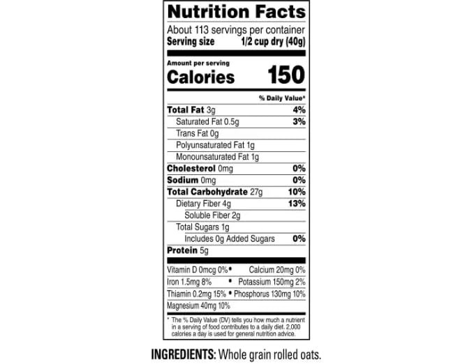 Avena en Hojuelas Old Fashioned Whole Grain 10 lbs (1 Pack) miniatura 3