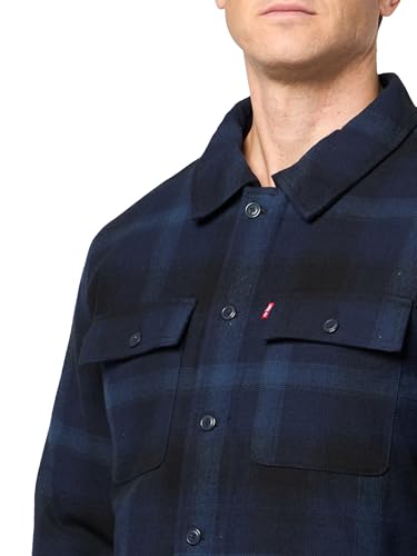 Image of Levi's mens Plaid Sherpa Lined Hooded Shirt Jacket (Regular & Big & Tall Sizes)
