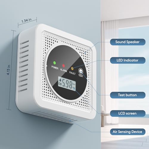2 in 1, Carbon Monoxide Detectors,Smoke Detector,Smoke Combination CO Alarm,85db Alarm,LCD Large Screen,with 3*AA Batteries,Test Button,Low Battery Warning,Easy Install