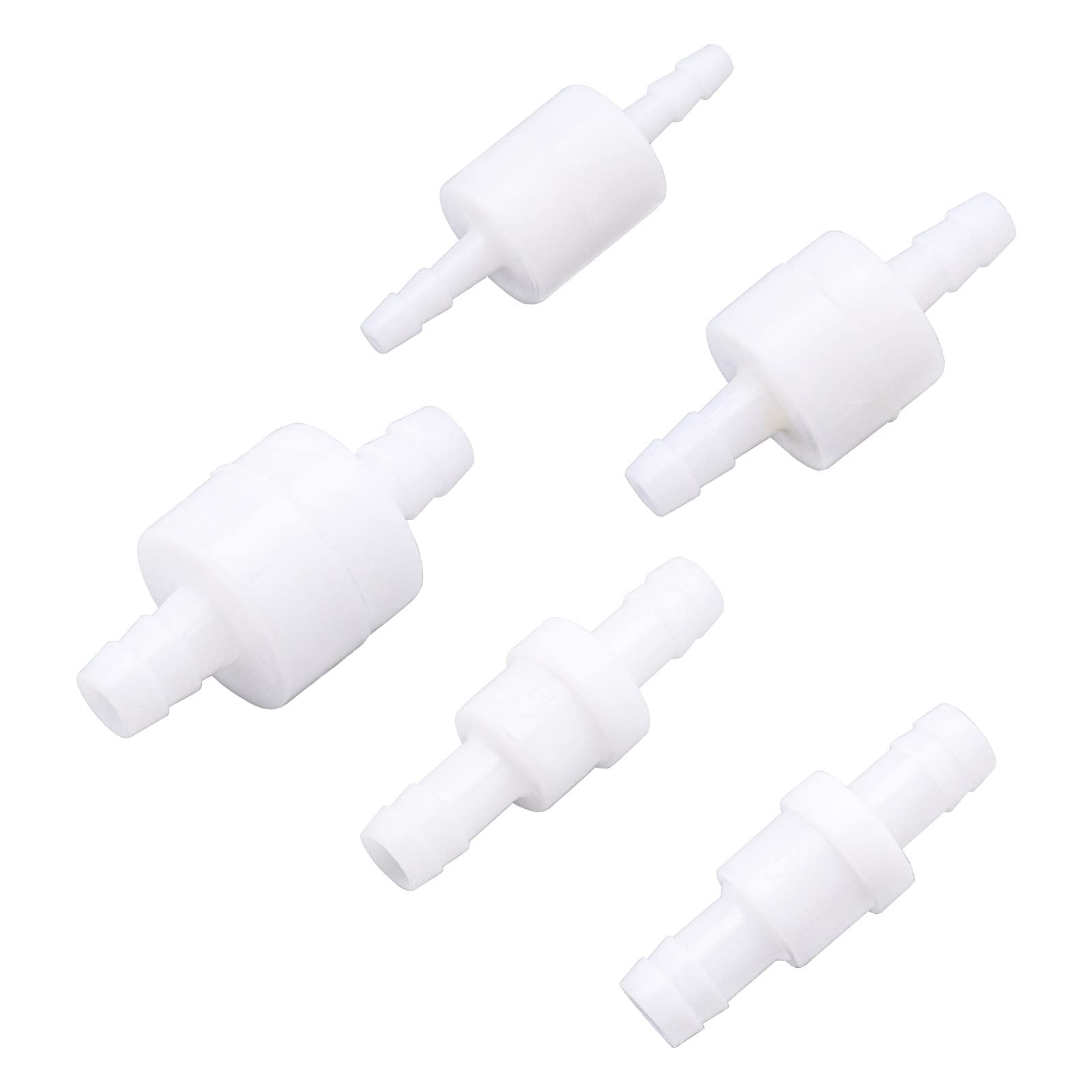 Be In Your Mind 5Pcs 4mm 6mm 8mm 10mm 12mm One Way Check Valve One-Way Air Water Gas Check Valve Plastic One Way Non Return Check Valve for Water Treatment Air Purification