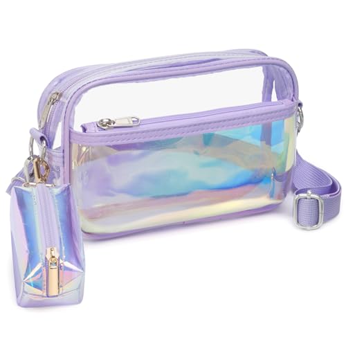 Image of PACKISM Clear Bag for Stadium Events - Small Clear Purse Crossbody Bag | Adjustable Wide Strap, 2 Easy Access Pockets, Thick 0.5mm PVC, for Sports Game Day Concerts Festival, Women Clear Stadium Bag