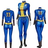 FMPVDI Falloutt Costume Vault 33 Suit Outfit Falloutt Vault 111 Costume Jumpsuit Women Halloween, X-Large, Blue-33
